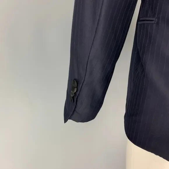 BRIONI Size 40 Navy Stripe Wool Tuxedo Sport Coat